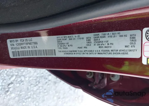 2023 Ram 1500 Big Horn 4X4 5'7 Box из США, поврежденный, VIN 1C6SRFFT8PN677966